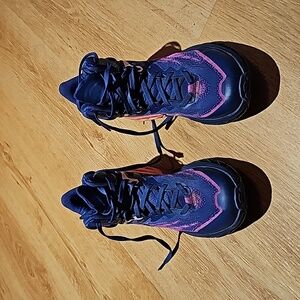 HOKA SPEEDGOAT 5, Hiking boot,  blue,  pink, and, orange, used maybe 5 times.